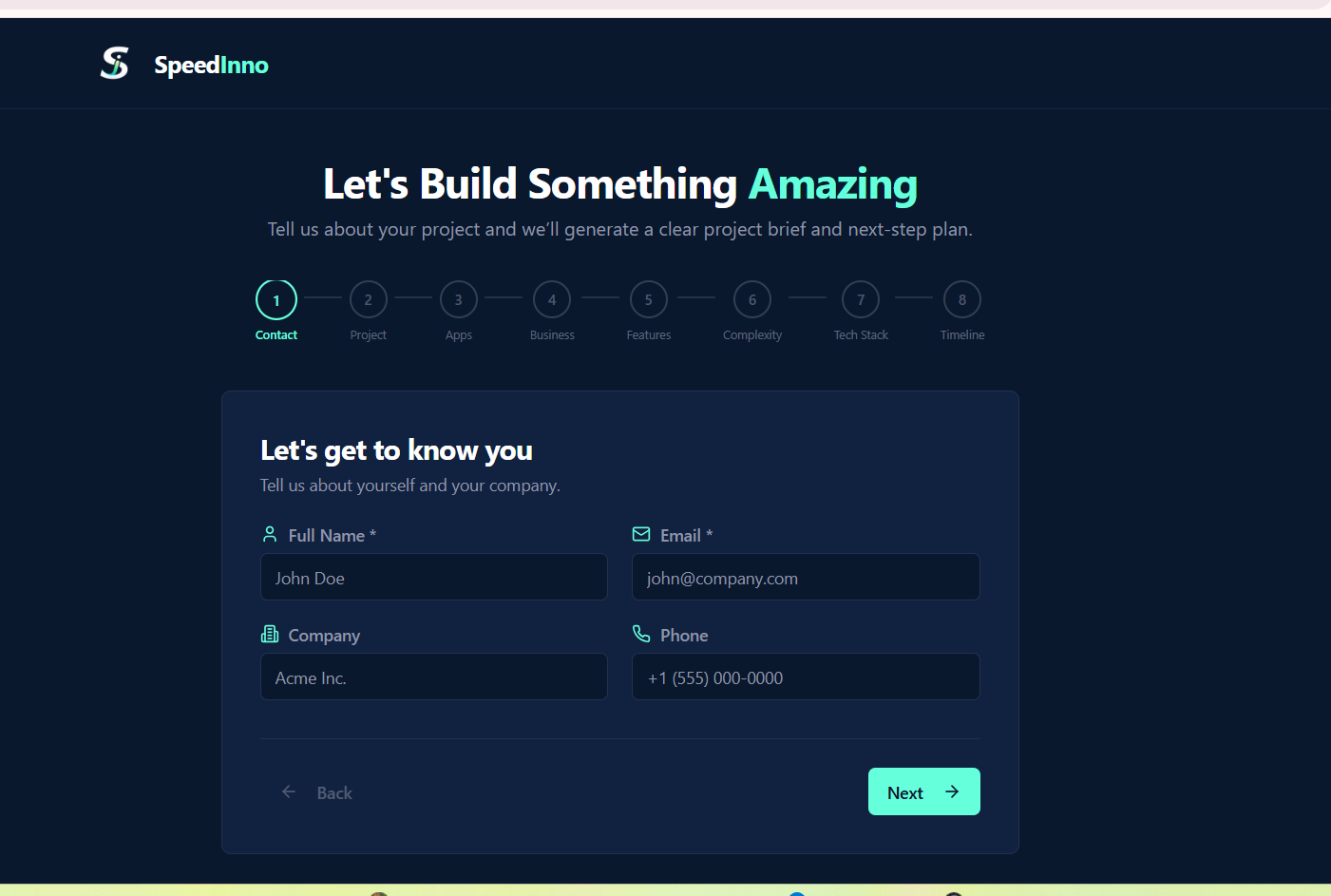 Project Intake Questionnaire preview